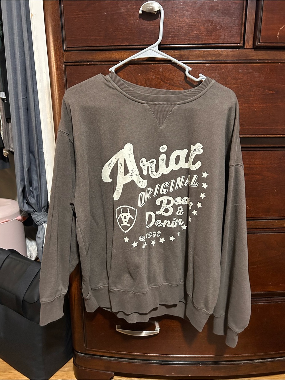 Ariat Brown Crewneck Sweatshirt with White Logo